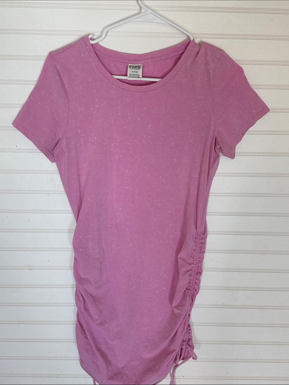 PINK Victoria's Secret Heathered Pink Short-Sleeve Ruched Tshirt dress
